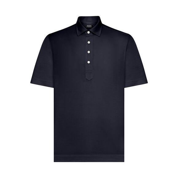 Zegna Men Silk And Cotton Knitted Polo Shirt